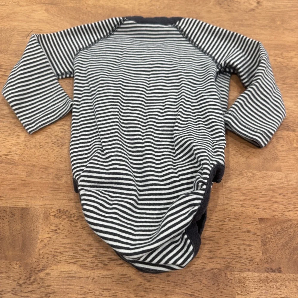 Hanna Andersson Side Snap Bodysuit Baby 6-12 Months Black White Striped Cotton - Picture 5 of 7